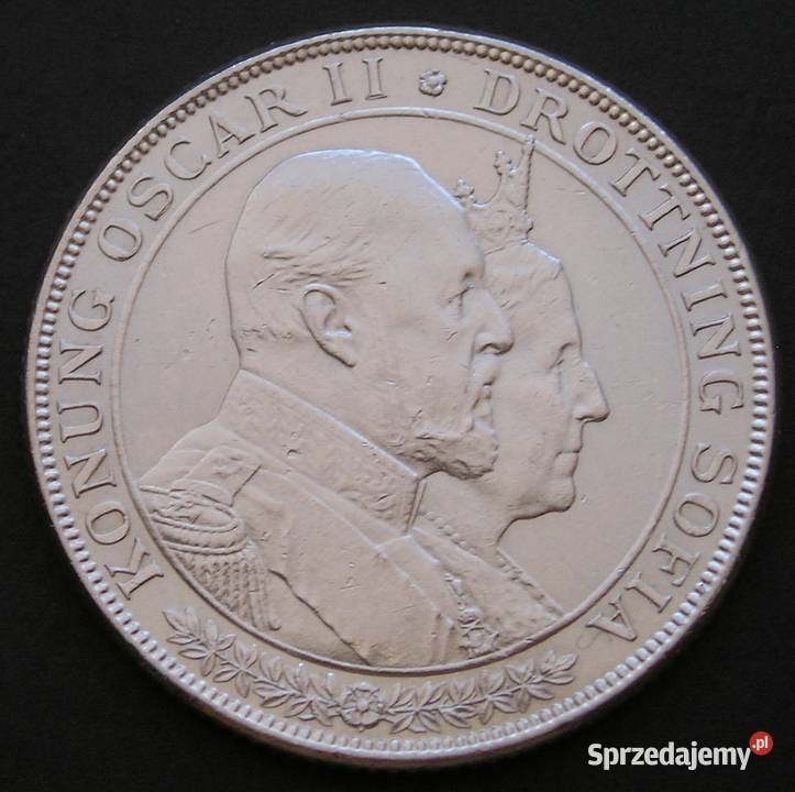 Szwecja 2 korony 1907 SREBRNE WESELE SREBRO Łódź