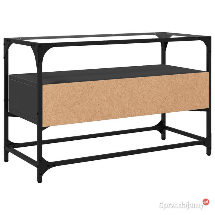 Szafka pod TV ze szklanym blatem czarna 80x35x51 Warszawa