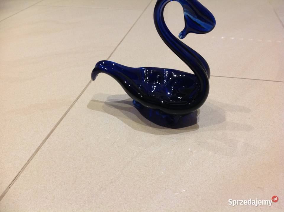 Łabędź Szklany Kobaltowy Vintage Dekoracje i ozdoby lubuskie Nowa Sól