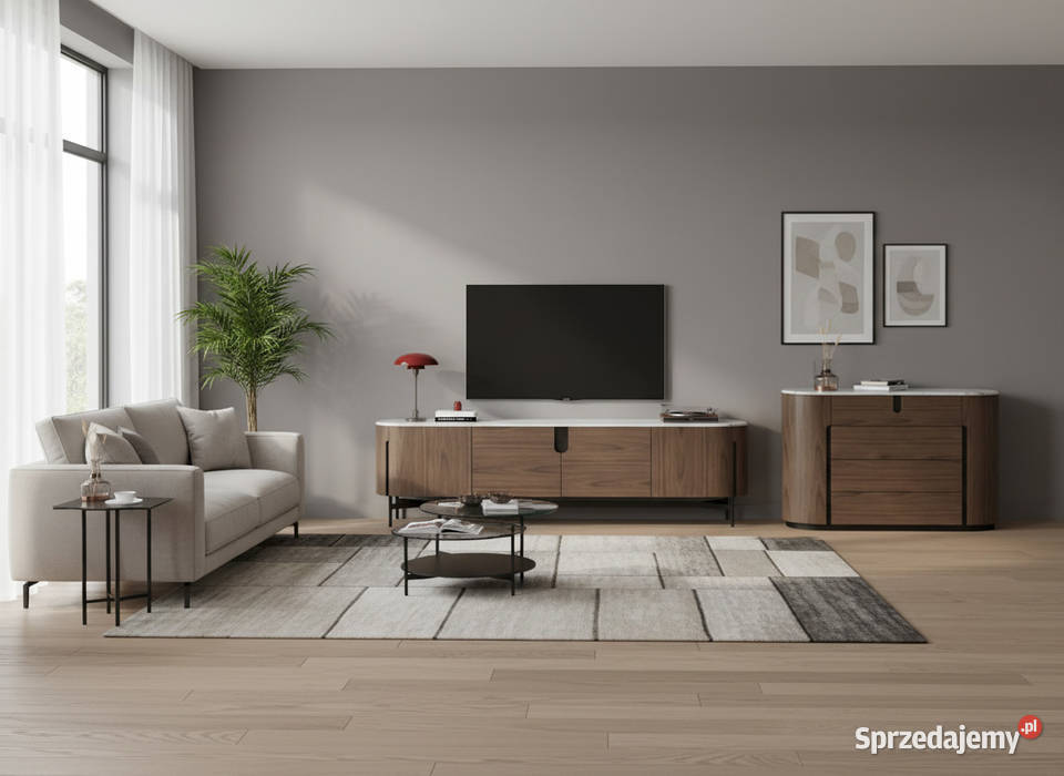 Szafka RTV Montieri 220x50x60 z orzecha małopolskie