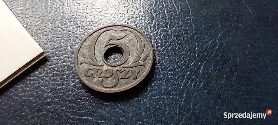 Stare monety 5 groszy 1939 cynk 2RP Polska Lesko