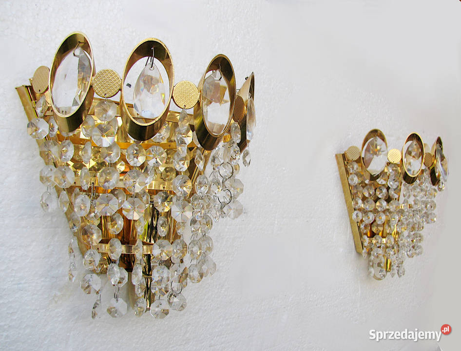 2 kinkiety mosiądz Kryształki Kinkiety Dom i Ogród
