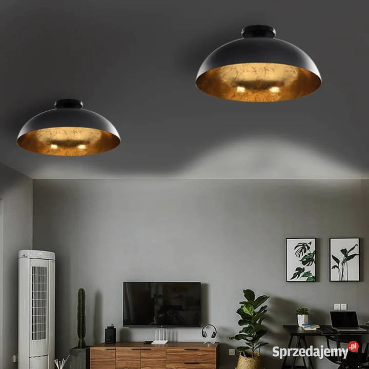 Lampy sufitowe 2 czarnozłote półkoliste E27 Warszawa