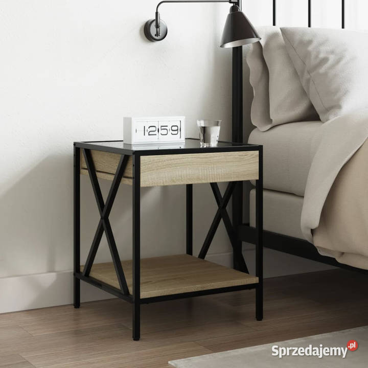 Stolik nocny z LED Infinity dąb sonoma 40x40x49 Warszawa