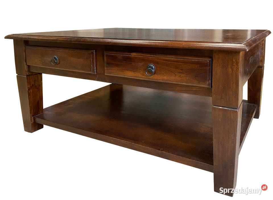 Klasyczna drewniana brązowa ława z szufladami do Lublin sprzedam