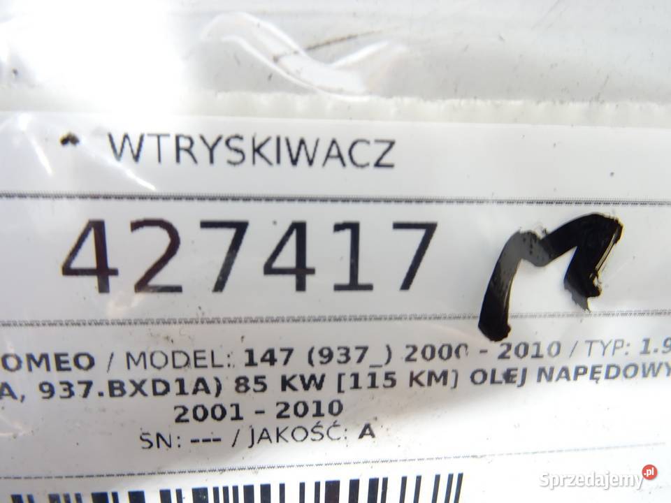 WTRYSKIWACZ ALFA 147 0445110119 19 115 0010 sprzedam