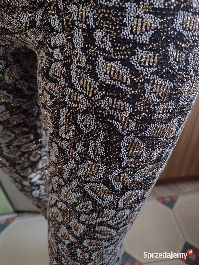 38M Złote legginsy brokatowe z Londynururki NOWE Inny wzór Spodnie Kraków sprzedam
