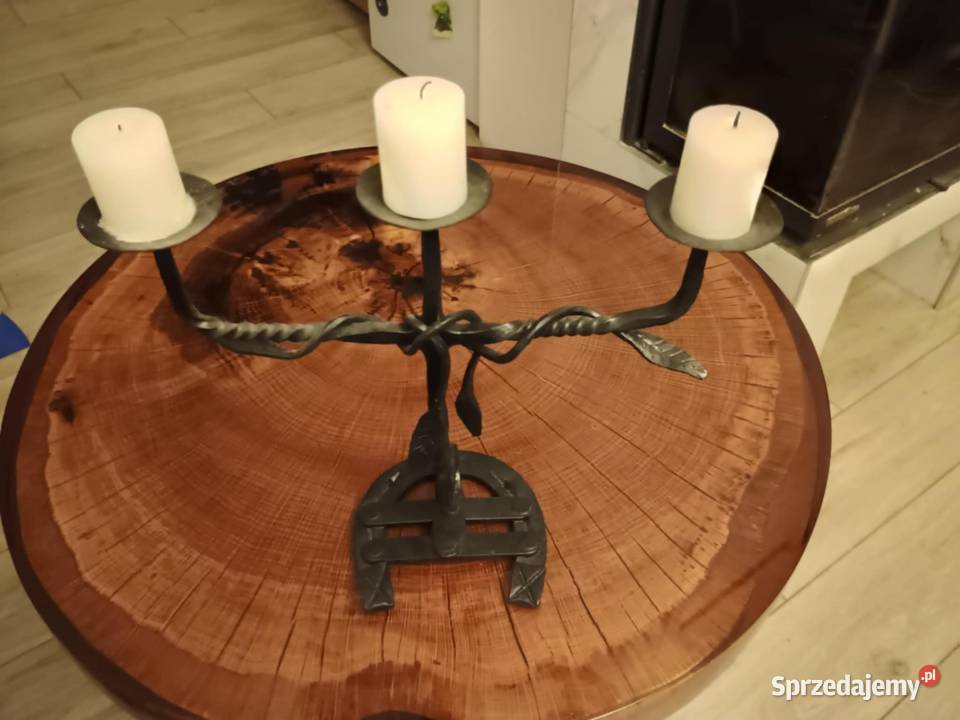 Świecznik ręcznie kuty kowalstwo artystyczne Stara Dąbrowa