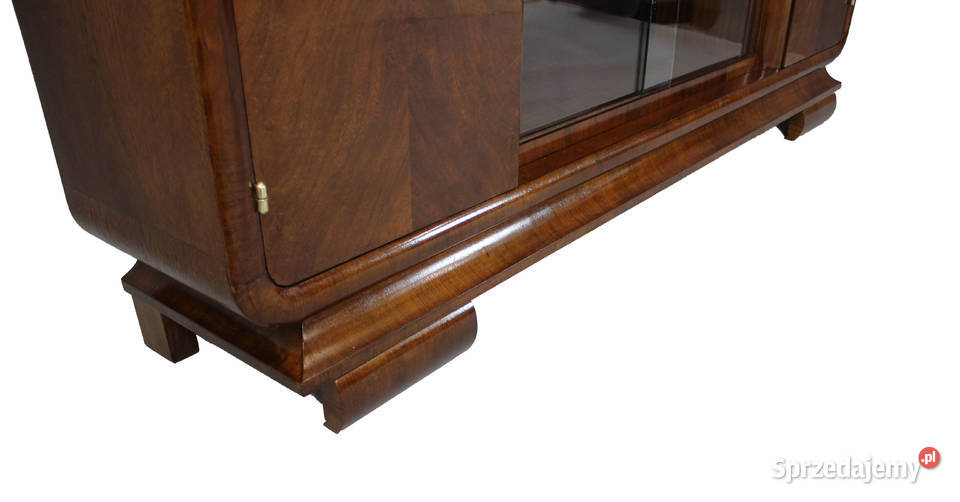 Niska biblioteka art deco w orzechu renowacji Bydgoszcz