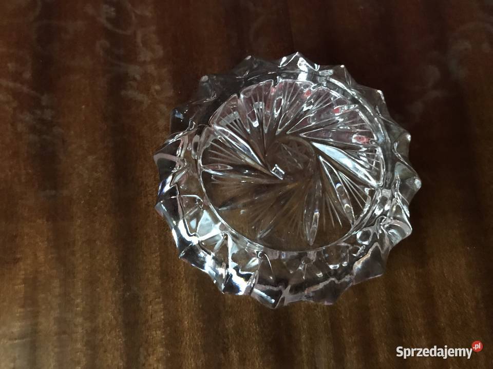 Duża kryształowa popielniczka PRL 14 łódzkie Łódź