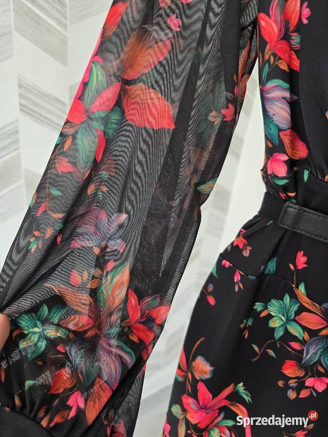 Sukienka kwiatowy print Rękaey z siatki Rybnik sprzedam