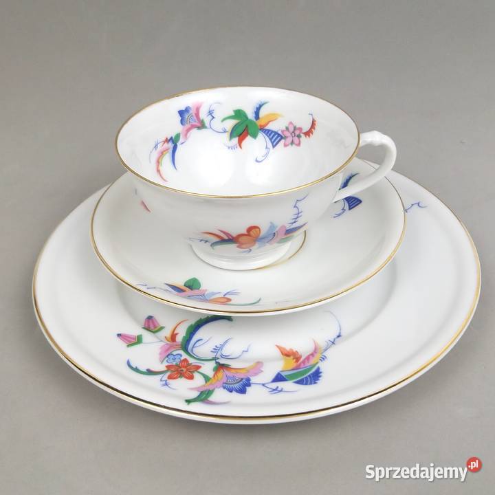 Zestaw śniadaniowy Trio Art Deco Furstenberg Porcelana i szkło Bronisze