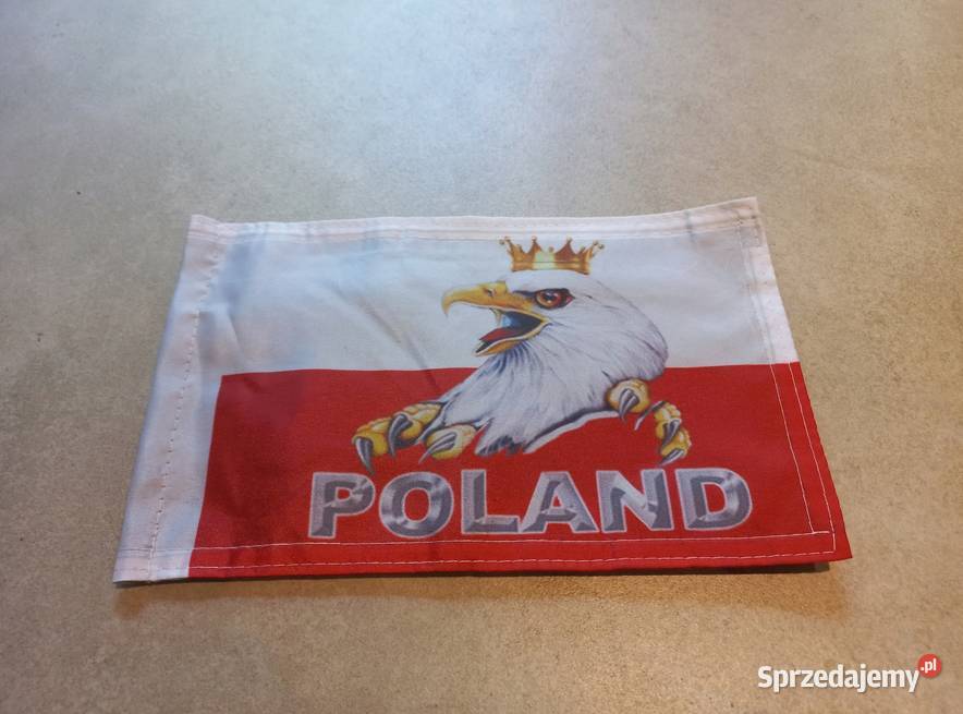 Flaga motocyklowa do masztu z orłem POLAND