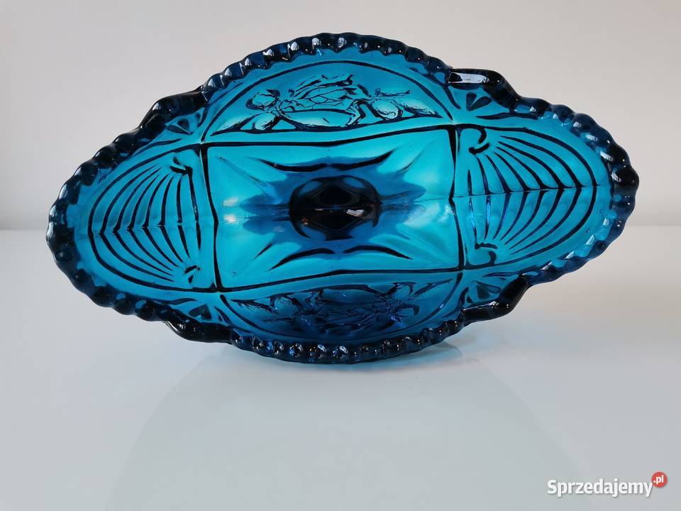 Stara niebieska żardiniera Róża huta Hortensja Porcelana i szkło Katowice