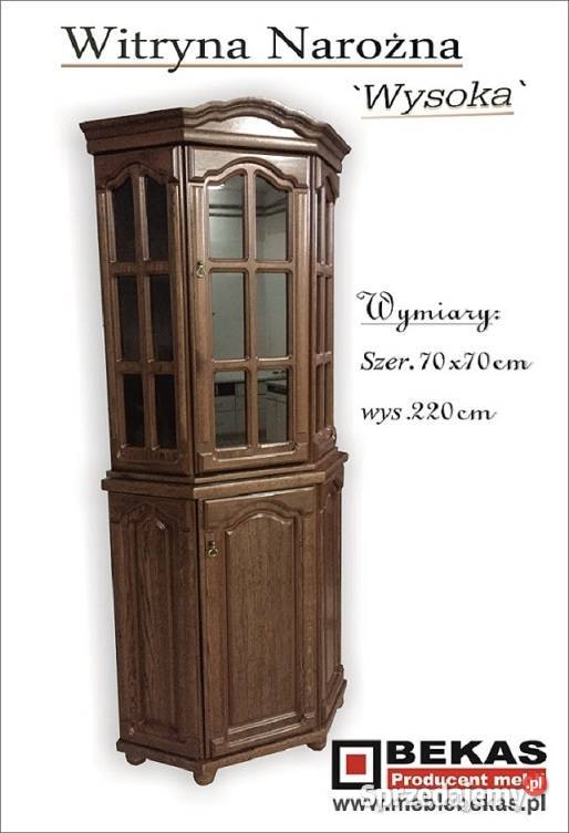 Stylowa Witryna Narożna Wysoka Bekas Dąb mazowieckie Nasielsk