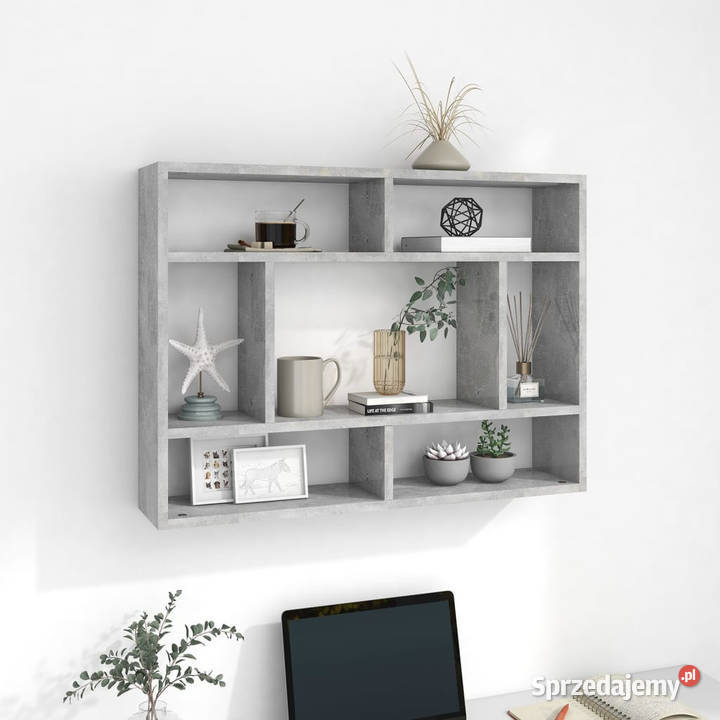 Półka ścienna szarość betonu 75x16x55 WM803006 Warszawa