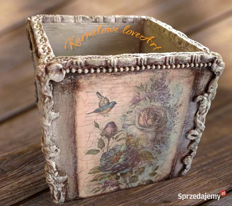 Pudełko pojemnik na drobiazgi handmade decoupage Warszawa sprzedam