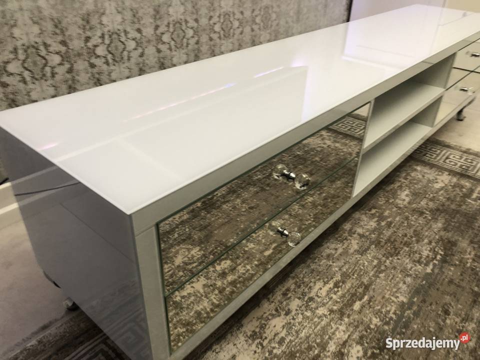 Komoda RTV biała lustrzana 50cm Kępno