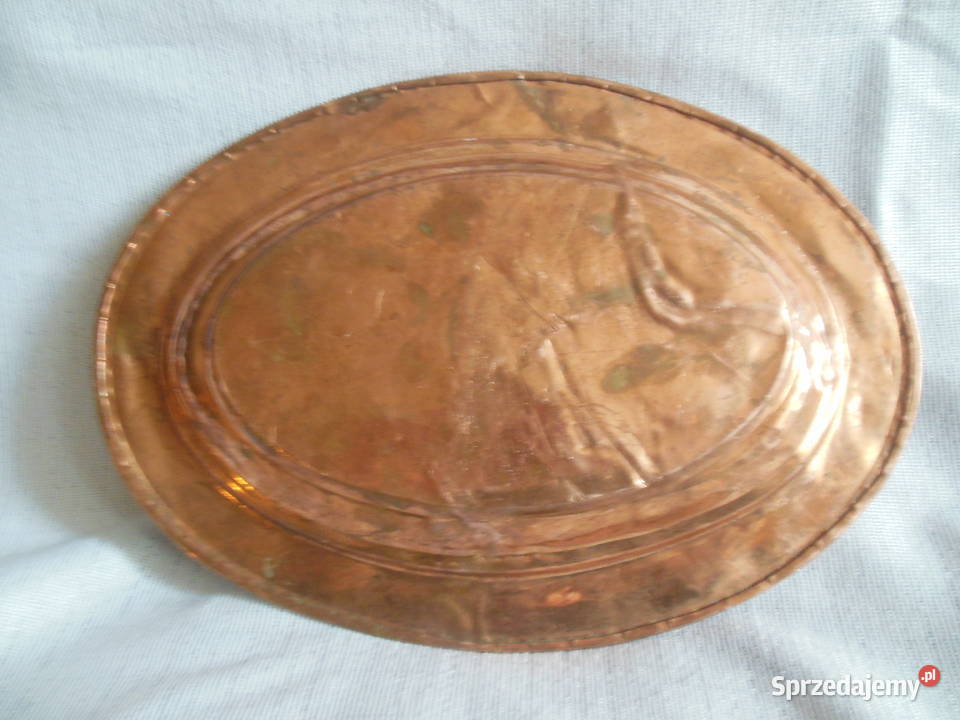 Talerz owalny z miedzi ocynkowany PRL Kielce sprzedam