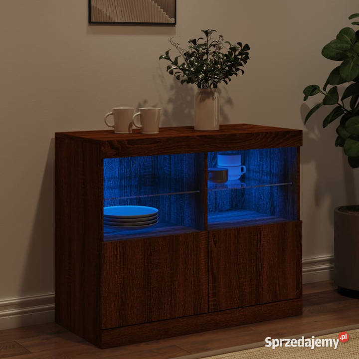 Szafka z oświetleniem LED brązowy dąb 81x37x67 mazowieckie Warszawa
