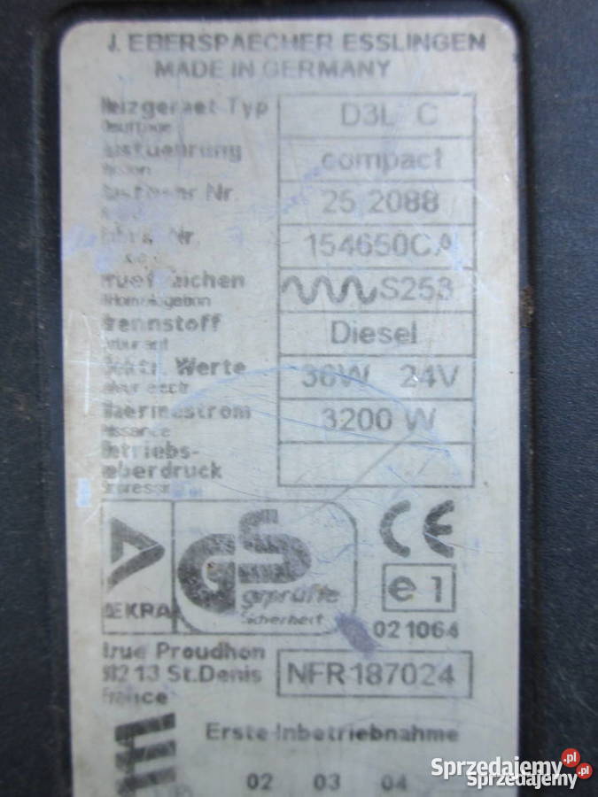 Webasto do Dafa XF 95 Złotoryja