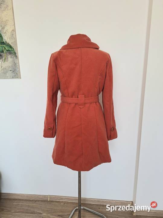 Przepiękny pastelowy koralowy płaszcz wełniany małopolskie Kraków