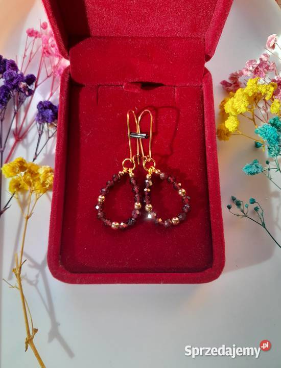 Kolczyki z naturalnym kamieniem granat Kozienice