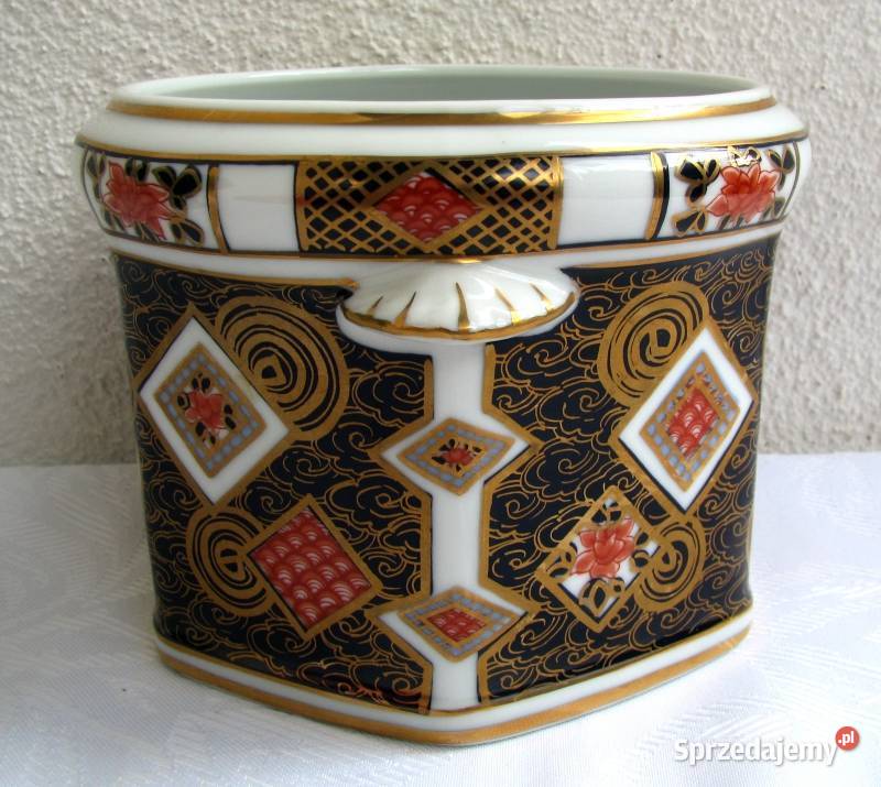Sześciokątna porcelanowa osłonka doniczka Imari Koszalin