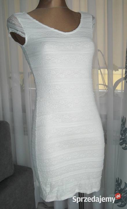 jasna koronkowa sukienka wycięcie s Lubartów