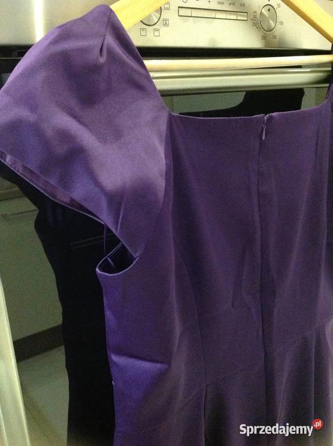 Fioletowa Atlasowa Sukienka damska L NOWA Nowa Sól