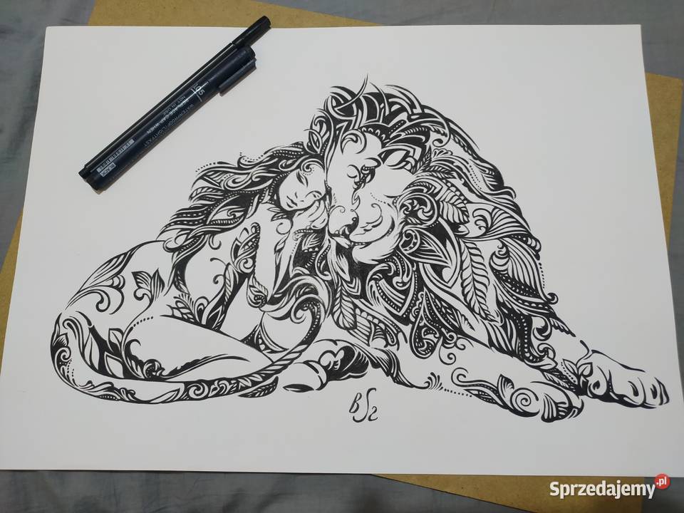 Rysunek przyjaźń cienkopis blok tech A3 250 gm2 Warszawa