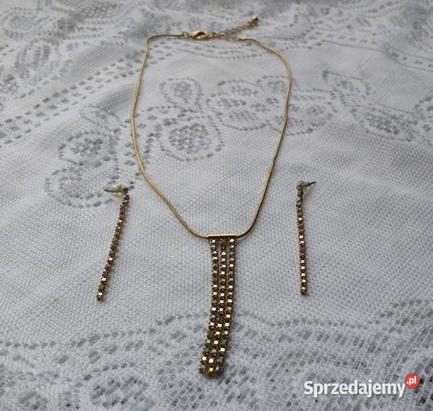 Stary angielski naszyjnik z kryształkami plus Ochojno