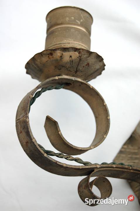 Stary kinkiet dwuramienny metalowy kuty Lublin