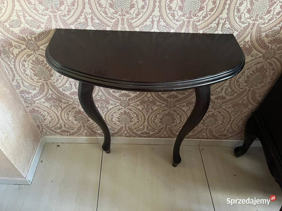 Półokrągła drewniana konsola stolik 2 nogi