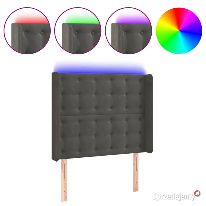 Zagłówek do łóżka z LED ciemnoszary 83x16x118128 Warszawa