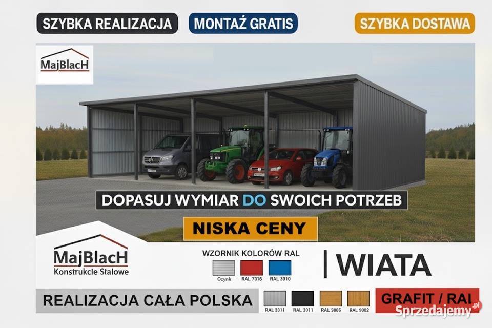 WIATA OTWARTA Garaż Blaszany Zadaszenie Blaszak samodzielny Zielona Góra
