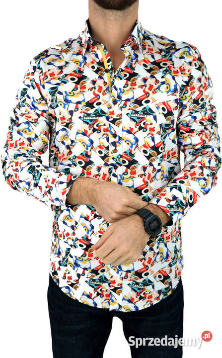 DANIEL BESSI Koszula Męska Fb037 Kolorowa Rozmiar L Ostrów Wielkopolski