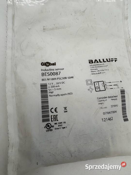 Balluff BES0087 BES M18MIPSC50BS04K Czujnik Warszawa sprzedam