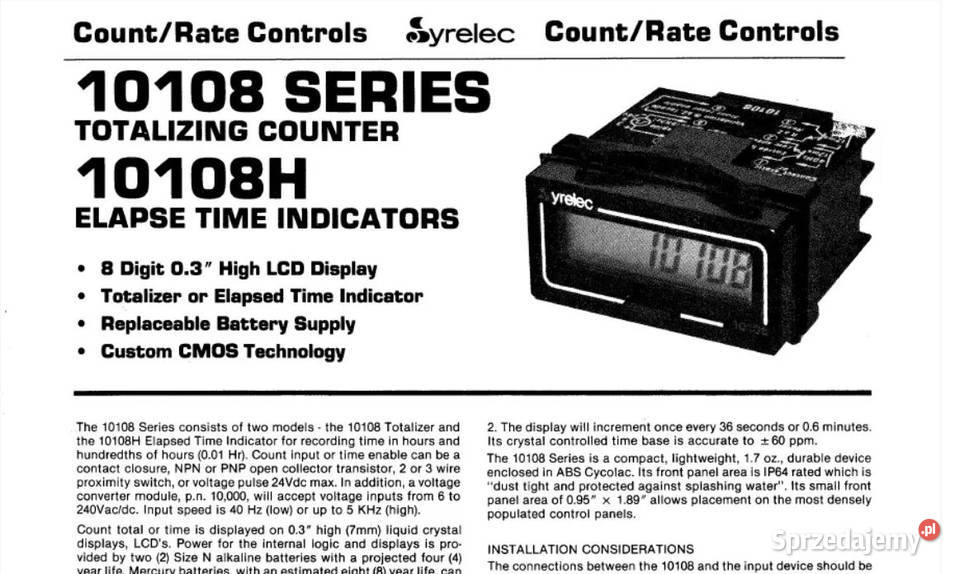 Syrelec 10108H Digital Counter 12ms 324V 40Hz Legnica