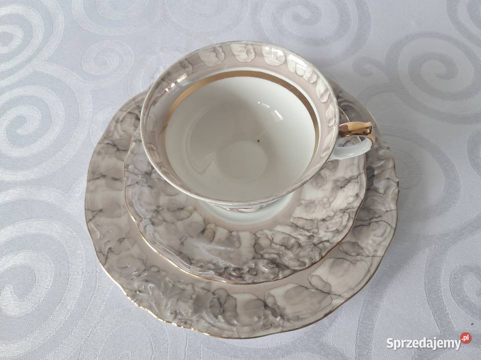 Filiżanka z kompletem trio Wawel porcelana PRL Strzelce Krajeńskie