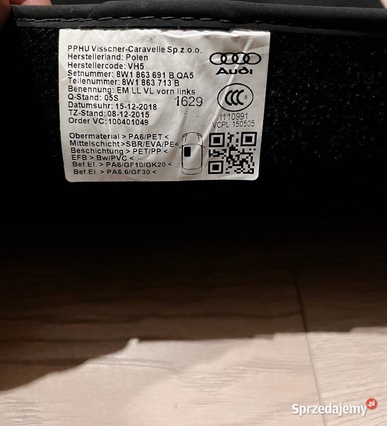 Dywanik kierowcy Audi A5 A4 B9 F5 Stalowa Wola