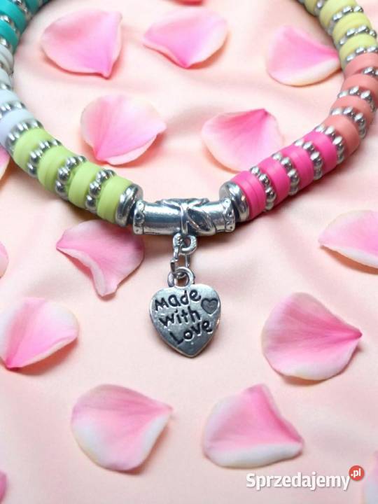 Bransoletka z tęczowych glinianych koralików Sanok sprzedam