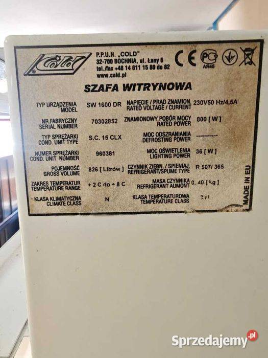 Szafa chłodnicza COLD SW1600 DR 826L statyczne Góra