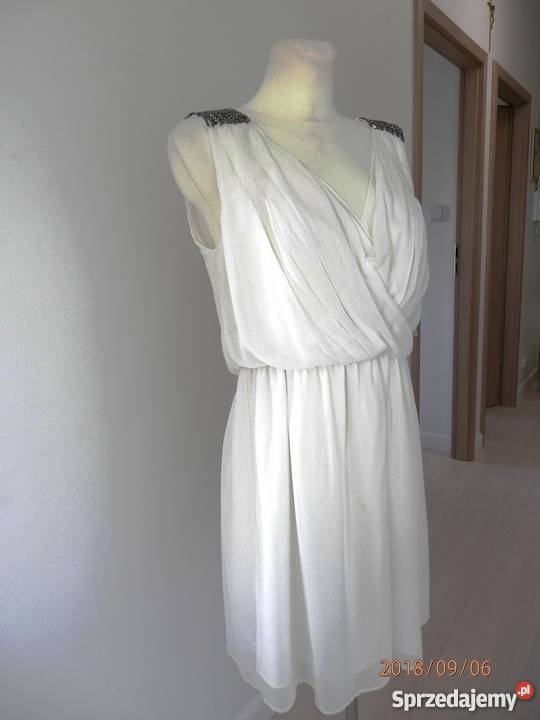 Sukienka Zara Kremowa Rozkloszowana Zwiewna Łomża