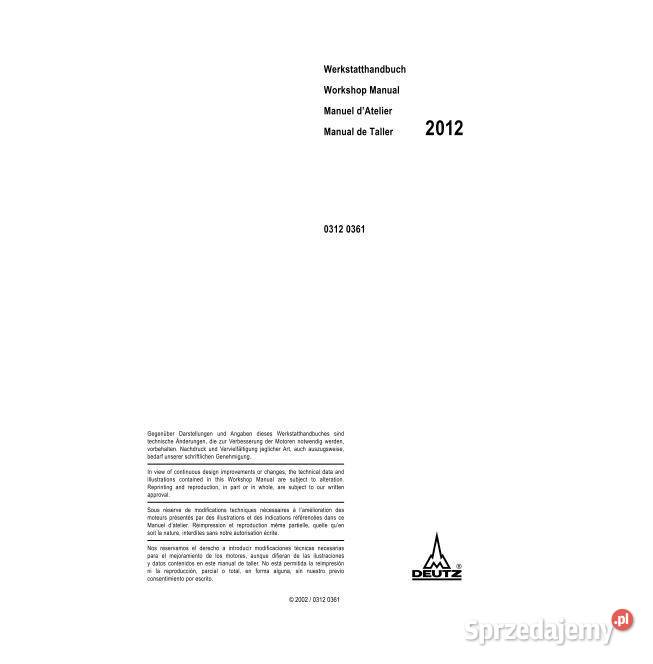Deutz BFM2012 TCD 2012 2012 instrukcja napraw Kielce