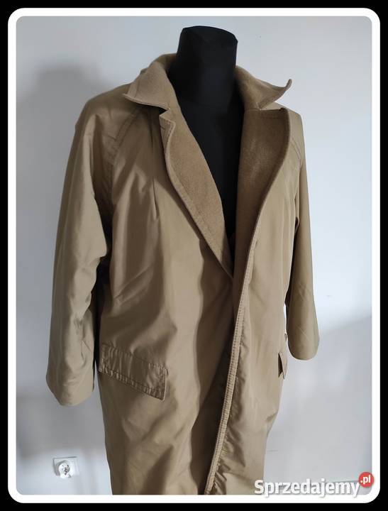 Płaszzcz dwustronny TRENCZ beżowo brązowy 42 XL Płock sprzedam