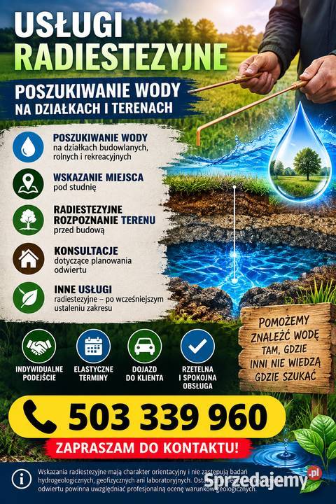 USŁUGI RADIESTEZYJNE POSZUKIWANIE WODY I NIE Warszawa usługi budowlane