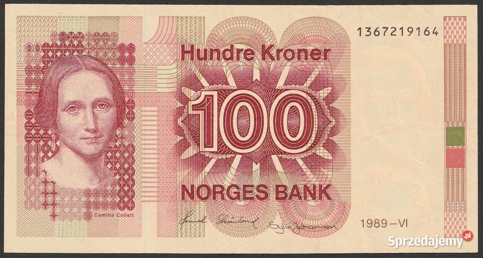 NORWEGIA 100 KORON 1989 STAN UNC łódzkie sprzedam