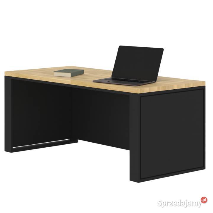 Biurko z Drewna Dębowego Stalowy Stelaż Panele