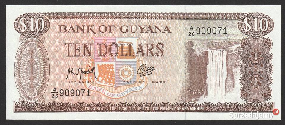 GUJANA 10 DOLAR 1992 STAN BANKOWY UNC sprzedam